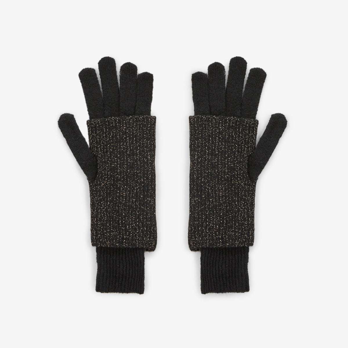 Gants noirs en maille avec mitaines