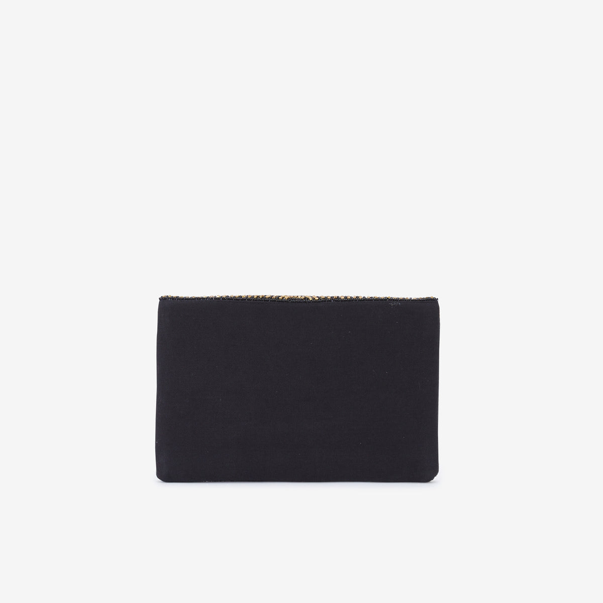 Pochette à perles et strass noire et dorée
