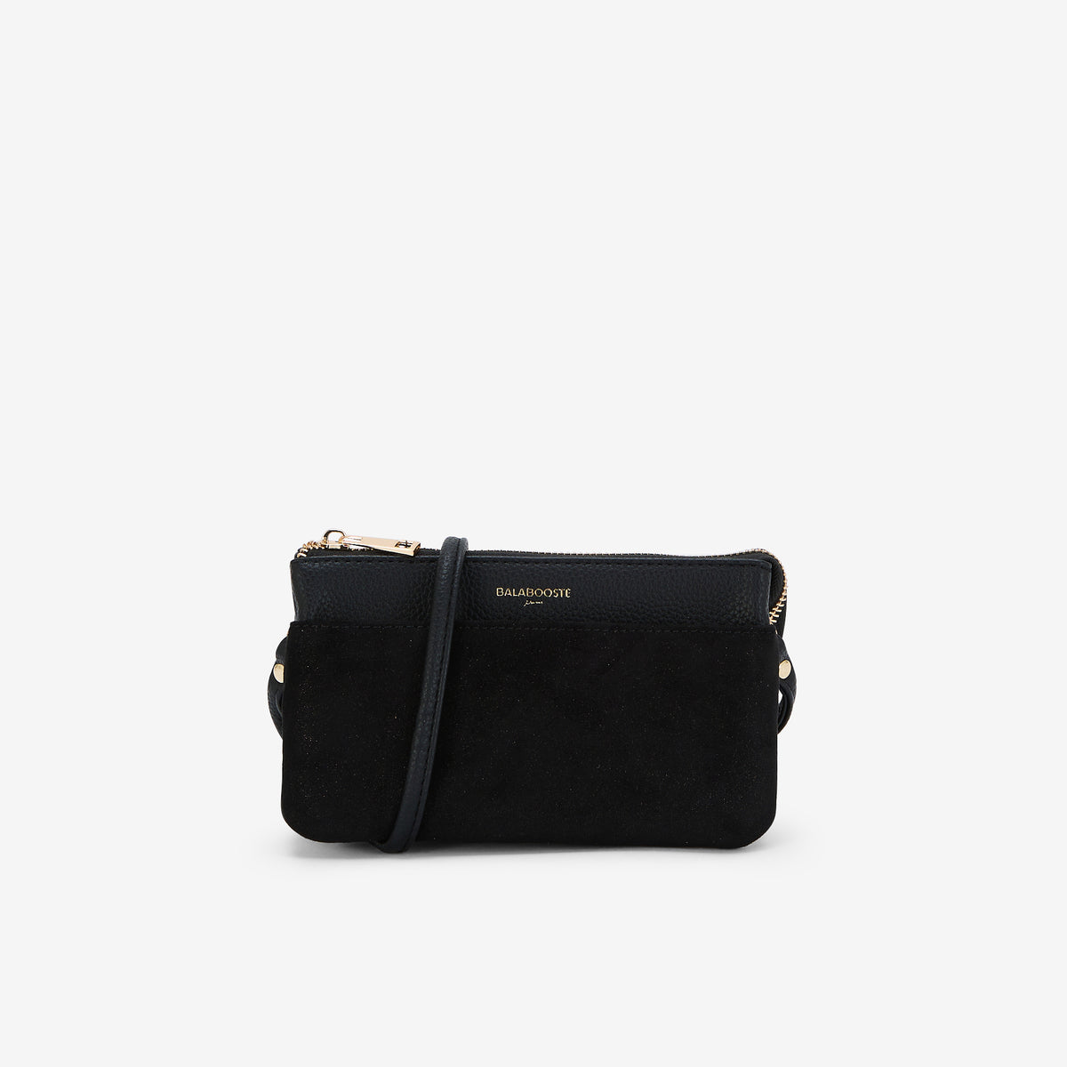 Pochette bandoulière multipoches bi matière noir