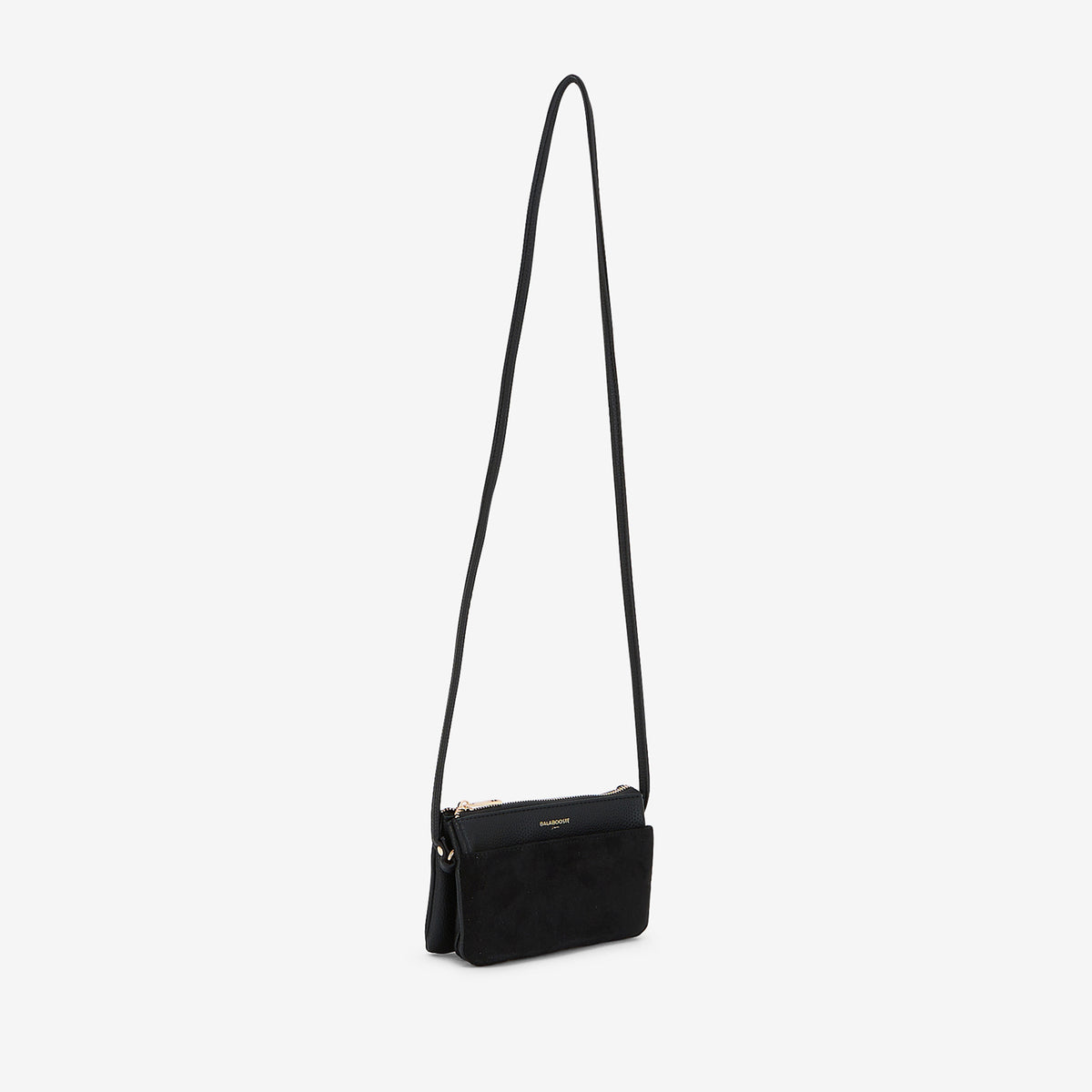 Pochette bandoulière multipoches bi matière noir