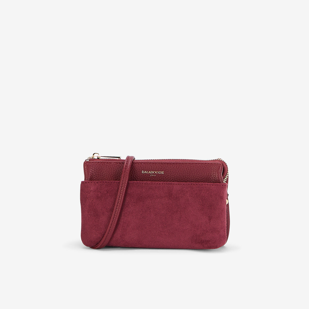 Pochette bandoulière multipoches bi matière bordeaux