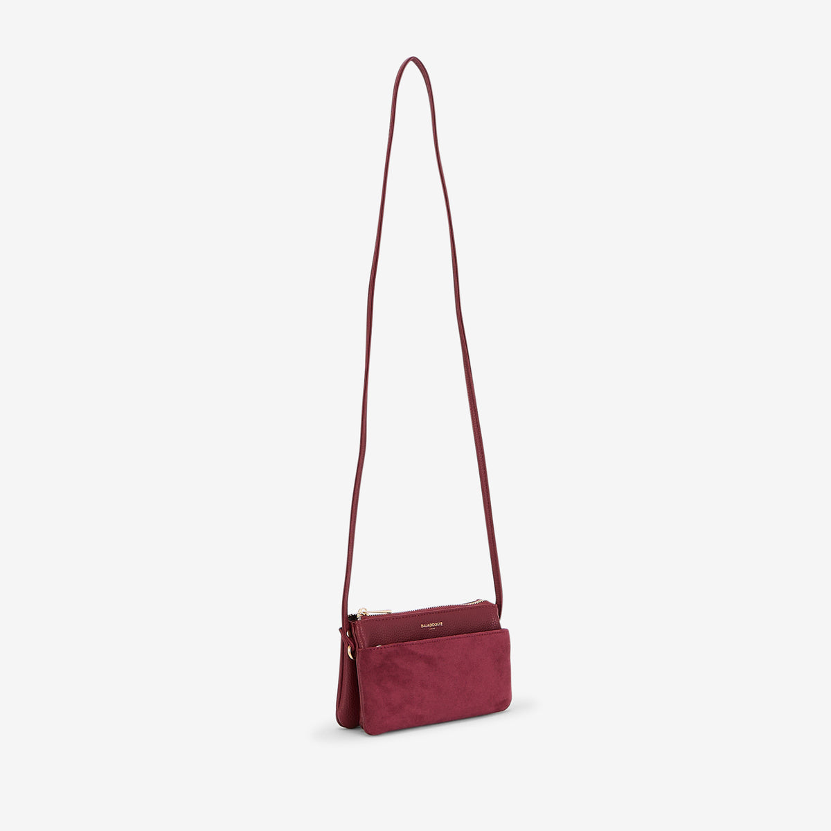 Pochette bandoulière multipoches bi matière bordeaux