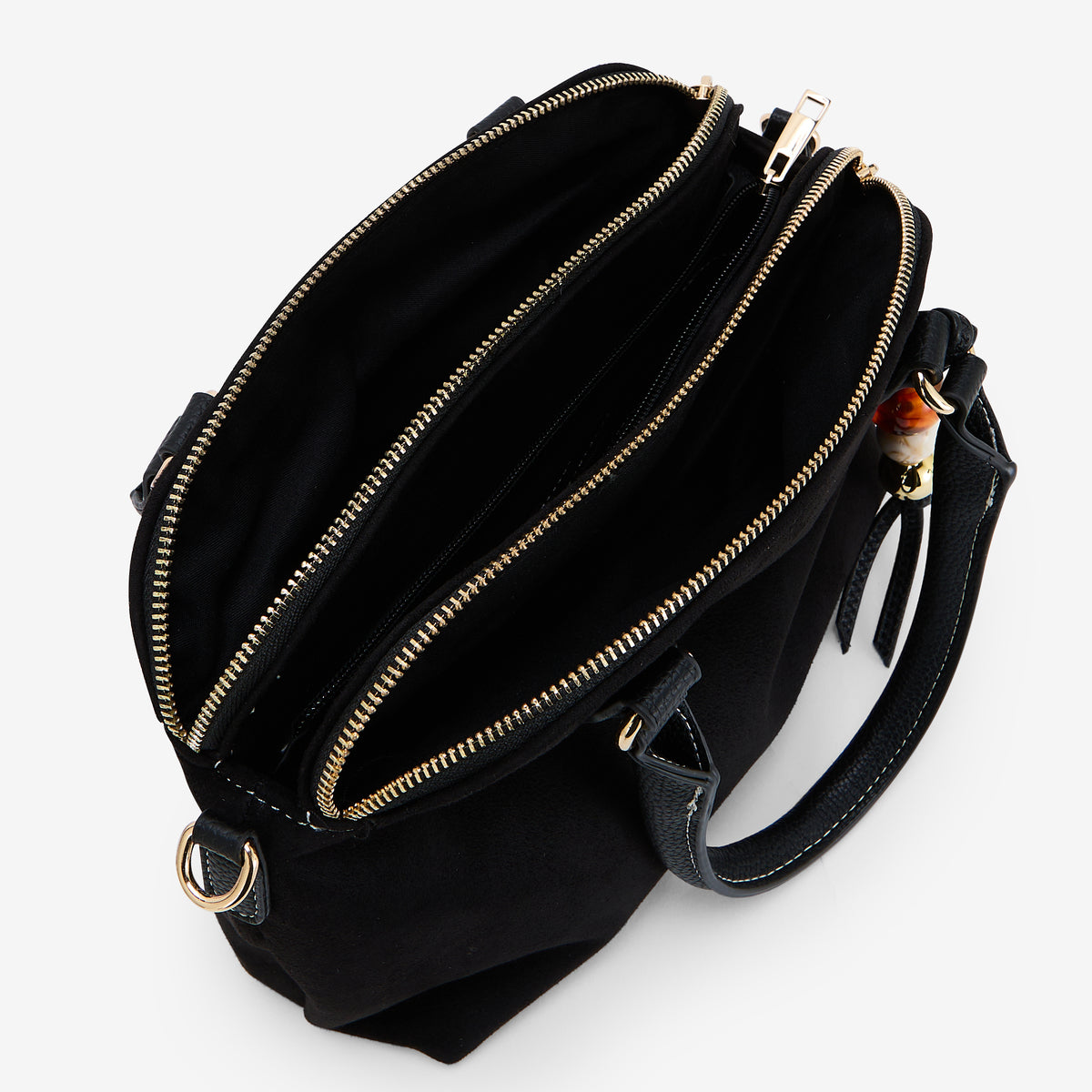 Sac porté main noir texturé