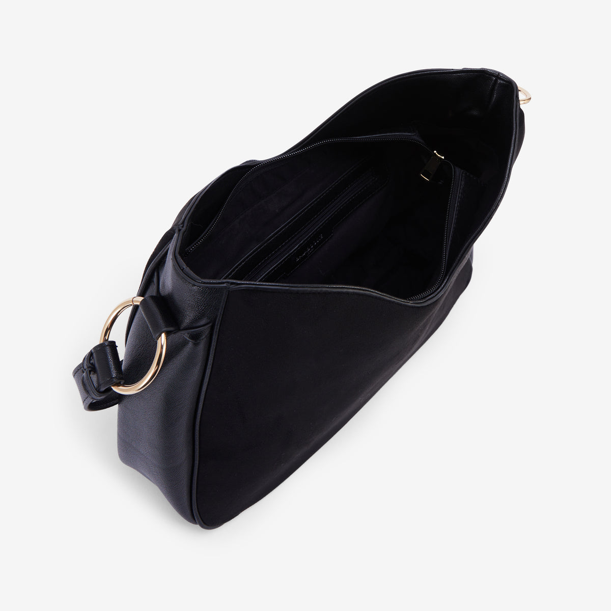 Sac porté épaule bi-matière noir