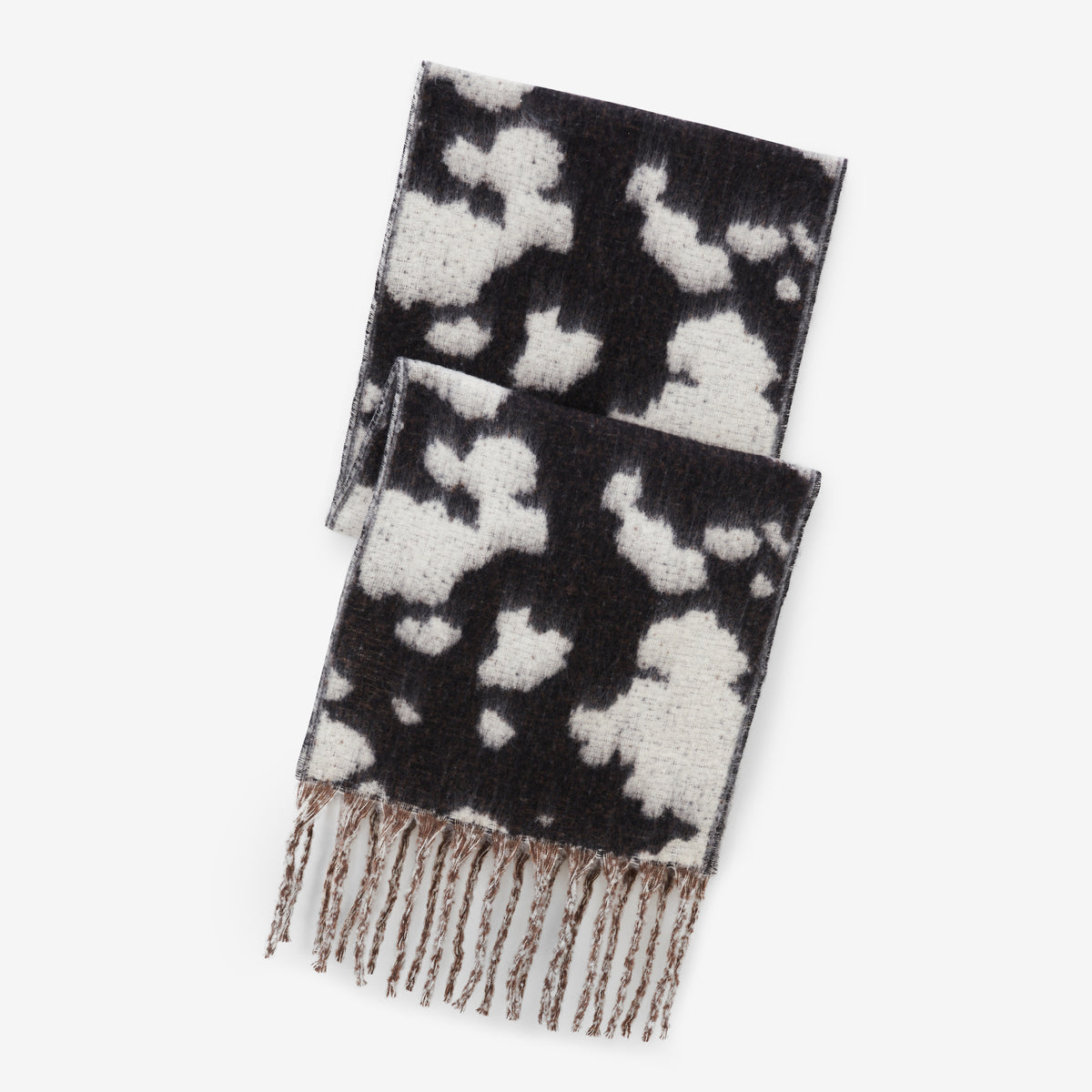 Écharpe motif vache à franges