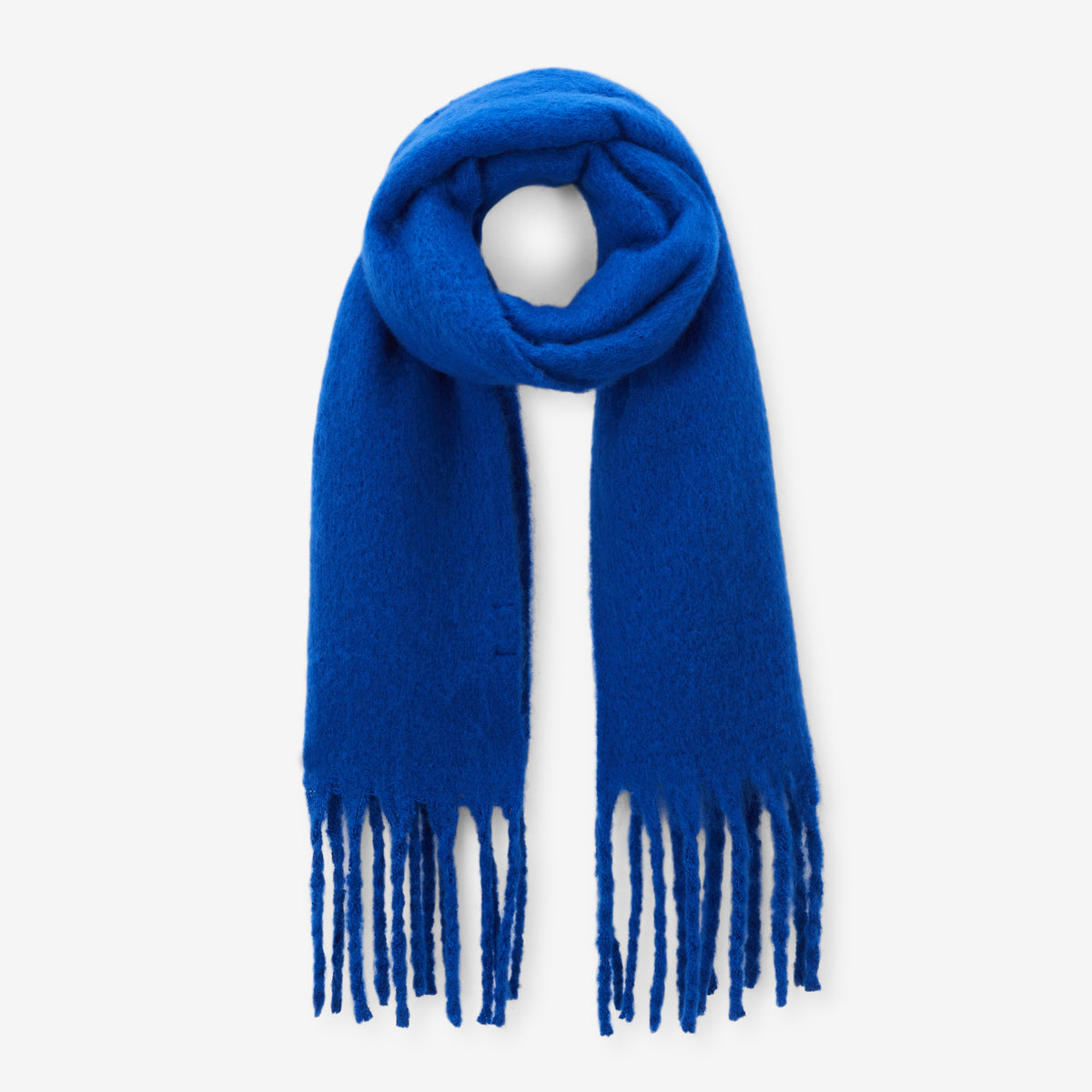 Écharpe unie à grosses franges bleu roi