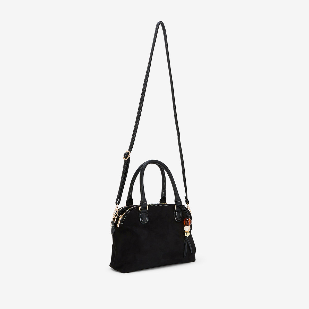 Sac porté main noir texturé