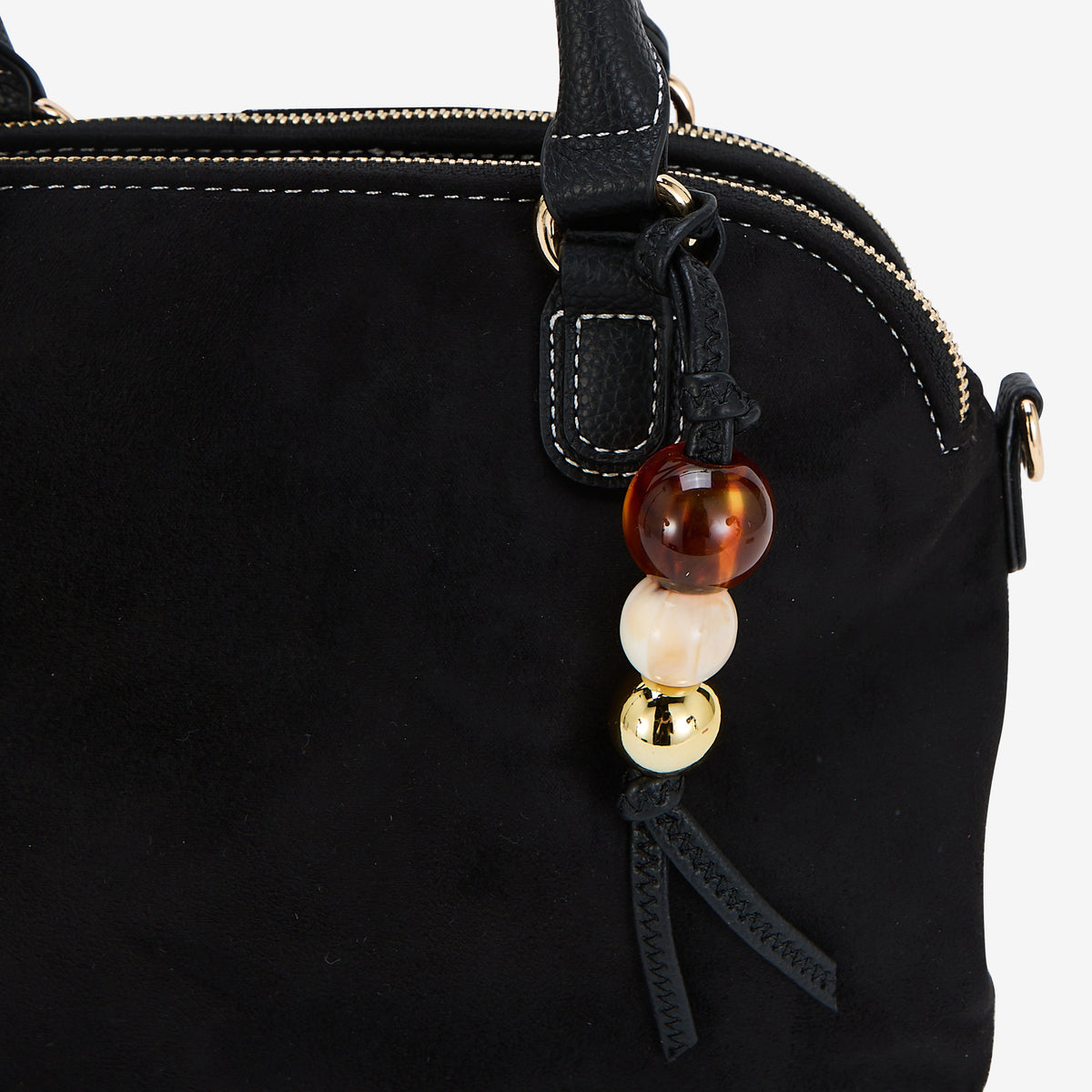Sac porté main noir texturé