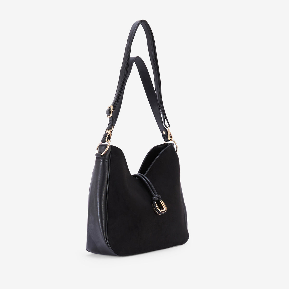 Sac porté épaule bi-matière noir