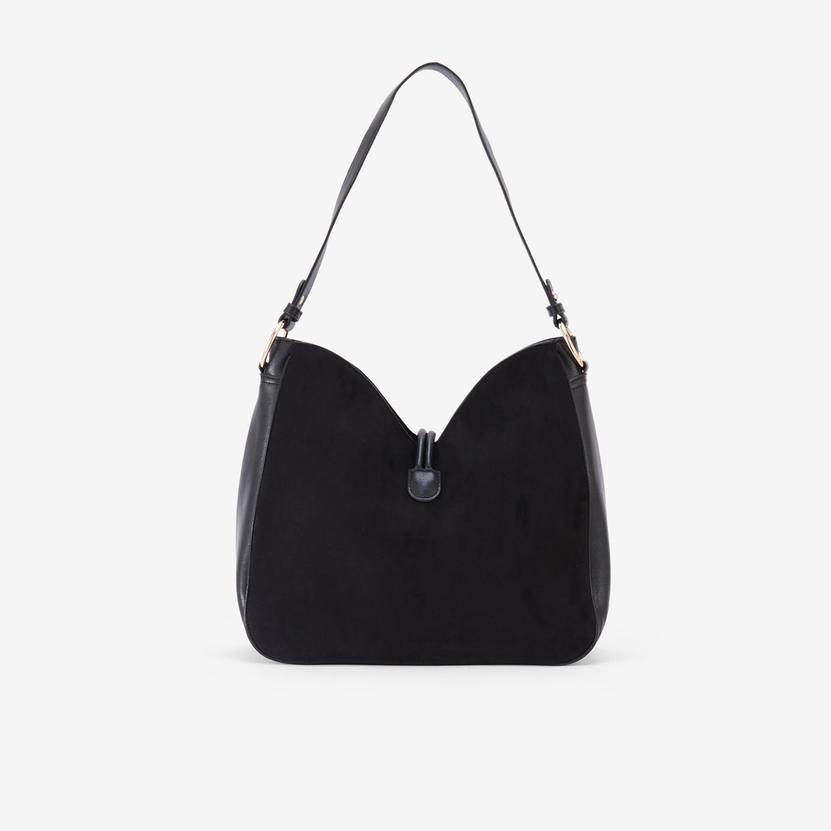 Sac porté épaule bi-matière noir