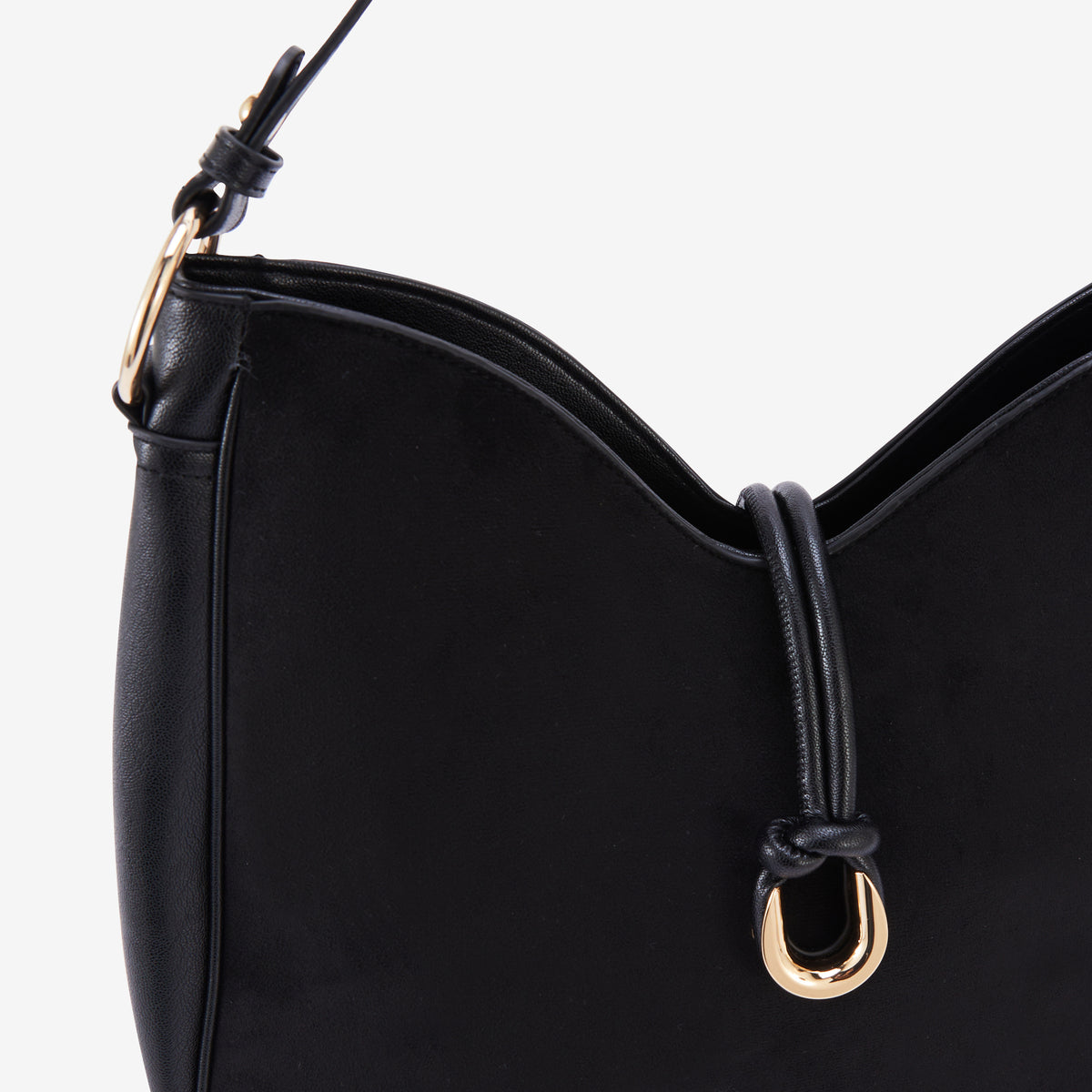 Sac porté épaule bi-matière noir