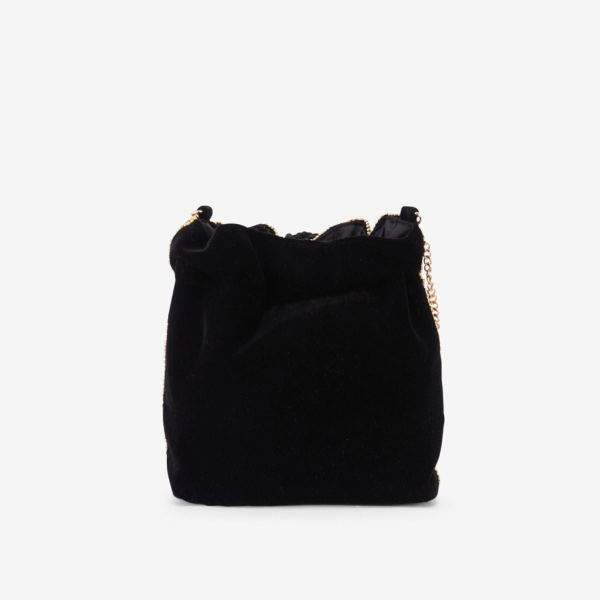 Sac bourse perles et sequins noir et doré
