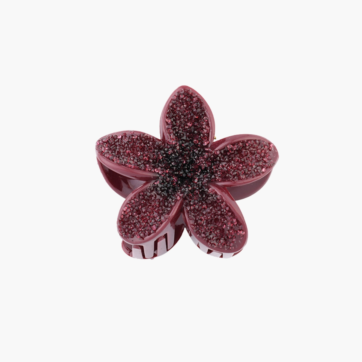 Pince à cheveux fleur bordeaux à strass