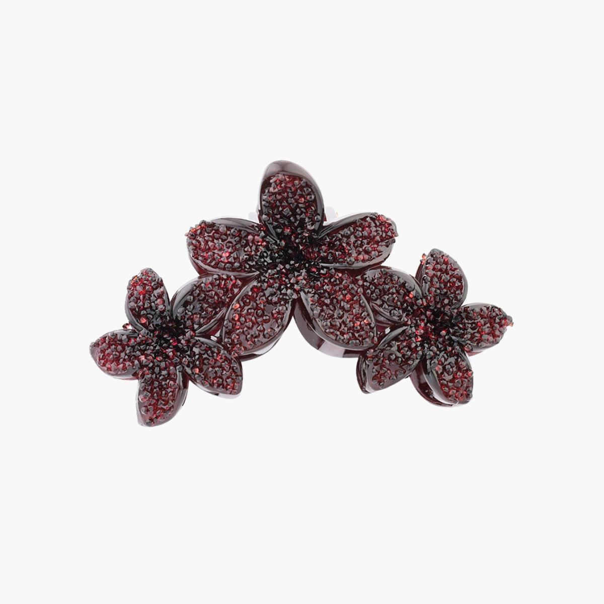 Pince à cheveux fleurs bordeaux à strass