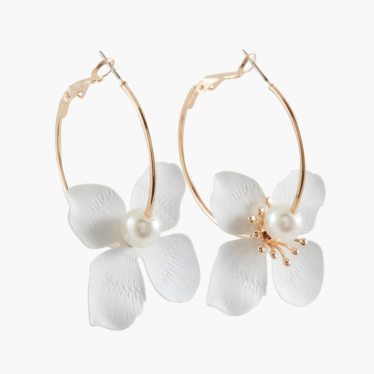 Créoles fleurs blanches et dorées