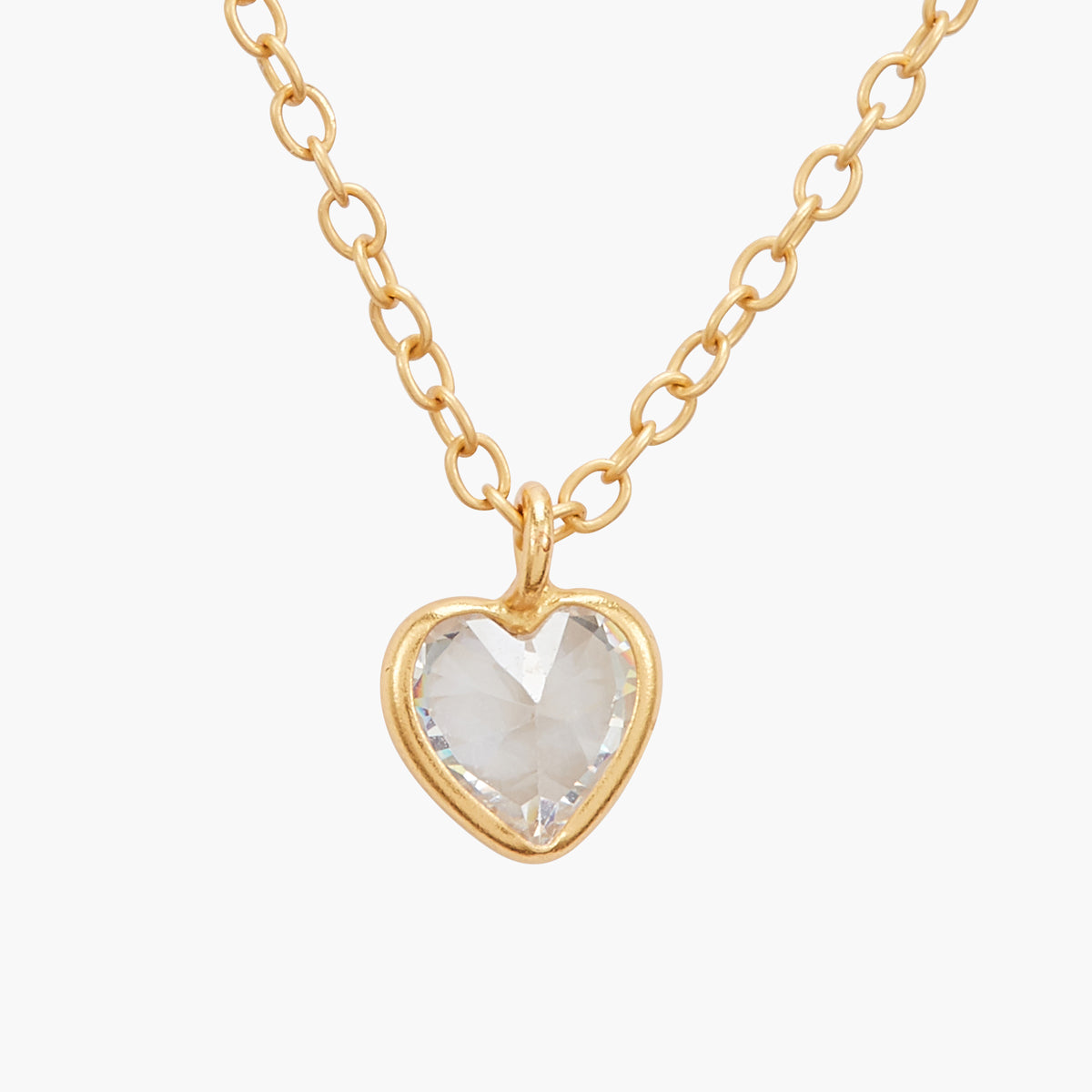 Collier pendentif cœur de zircon - argent garanti 925 doré