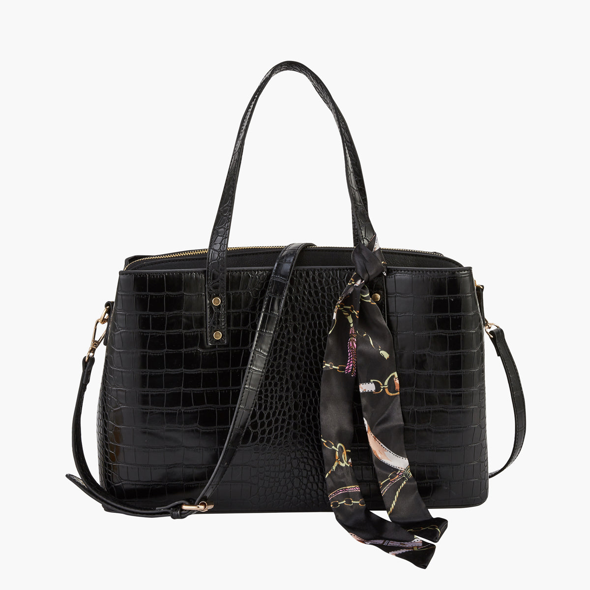 Grand sac noir texturé avec pochette d'ordinateur