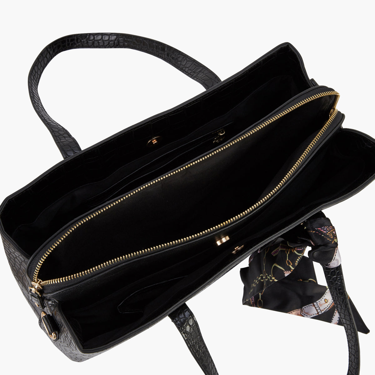 Grand sac noir texturé avec pochette d'ordinateur