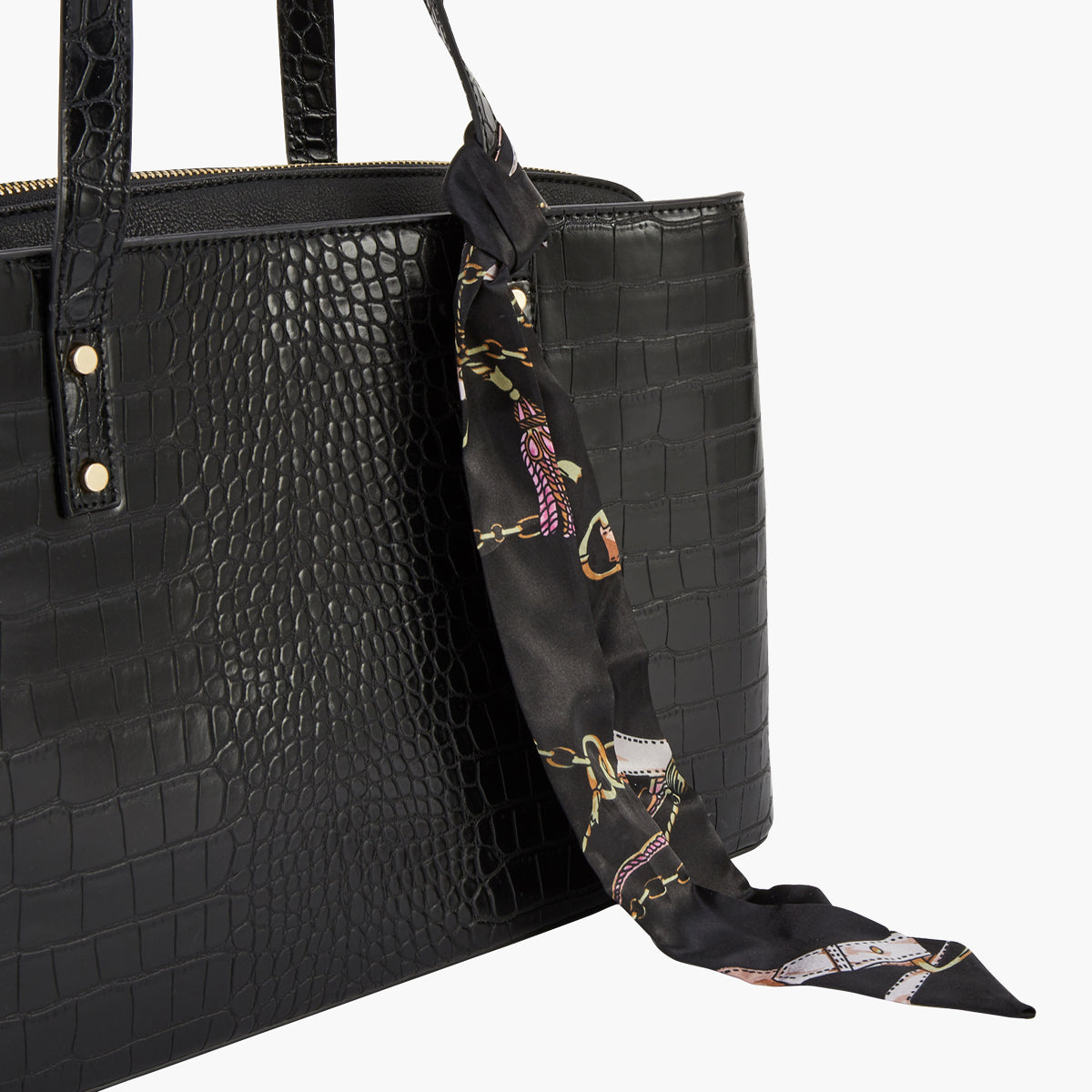 Grand sac noir texturé avec pochette d'ordinateur