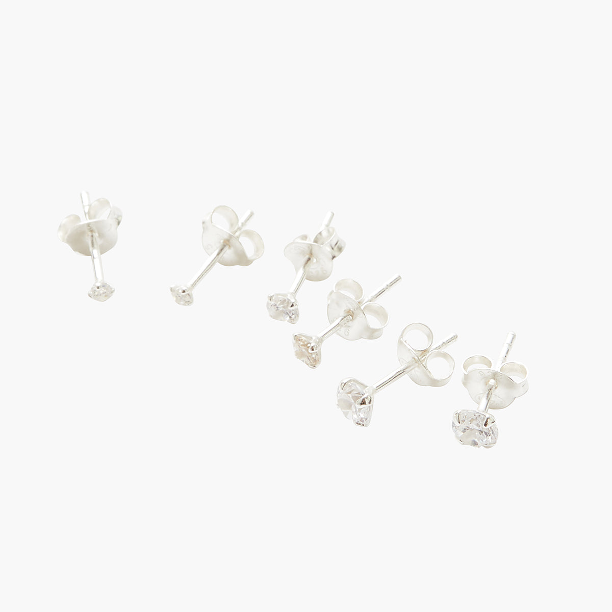 Set 3 paires de puces d'oreilles zircon - argent 925