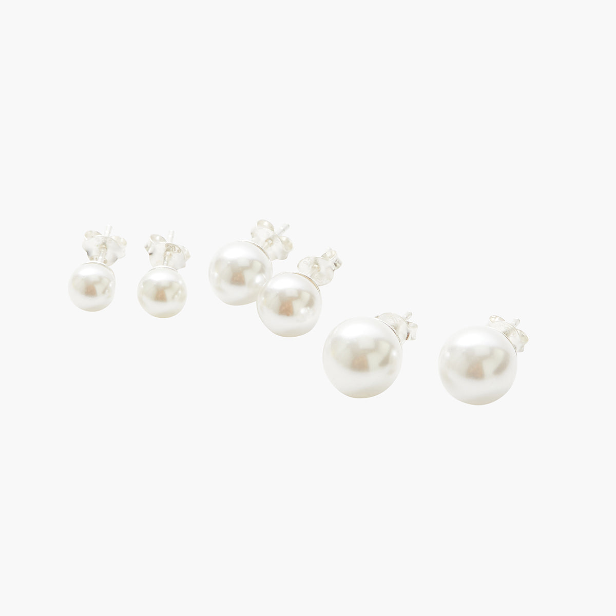 Set de 3 puces d'oreilles perles - argent garanti 925