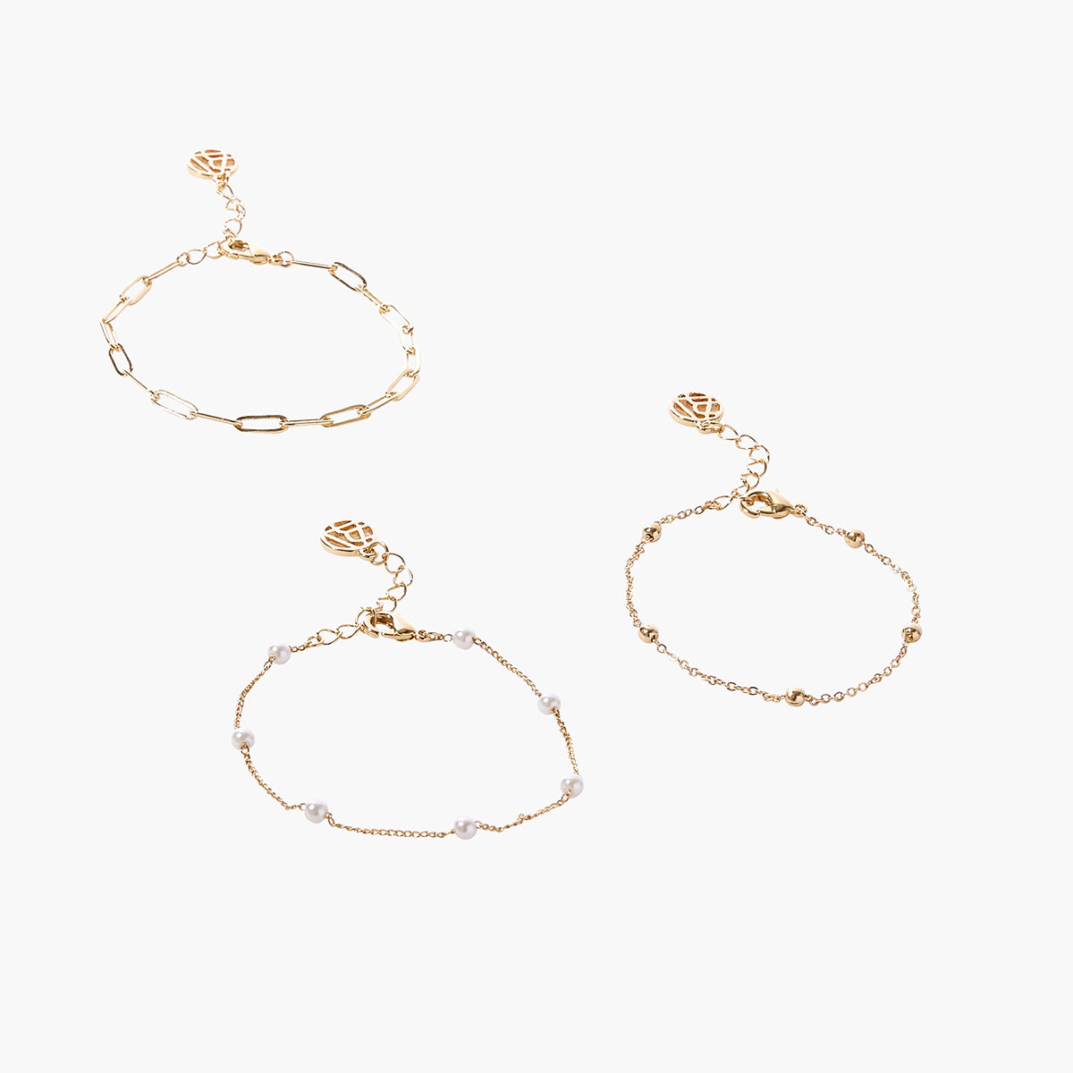 Set de 3 bracelets fins perles d'imitation