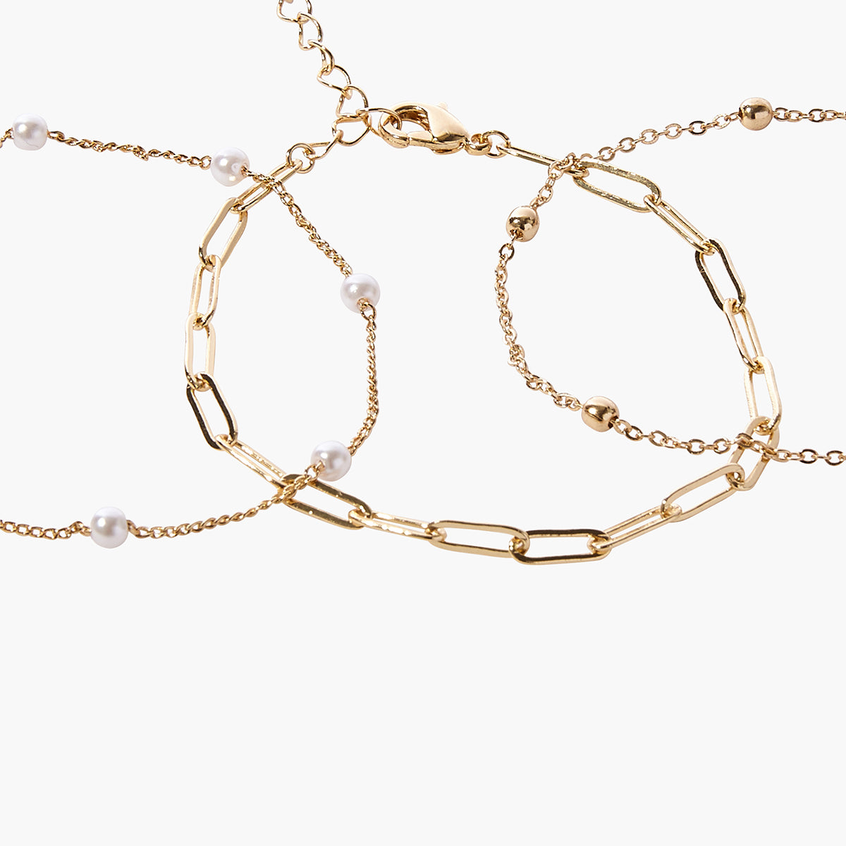 Set de 3 bracelets fins perles d'imitation