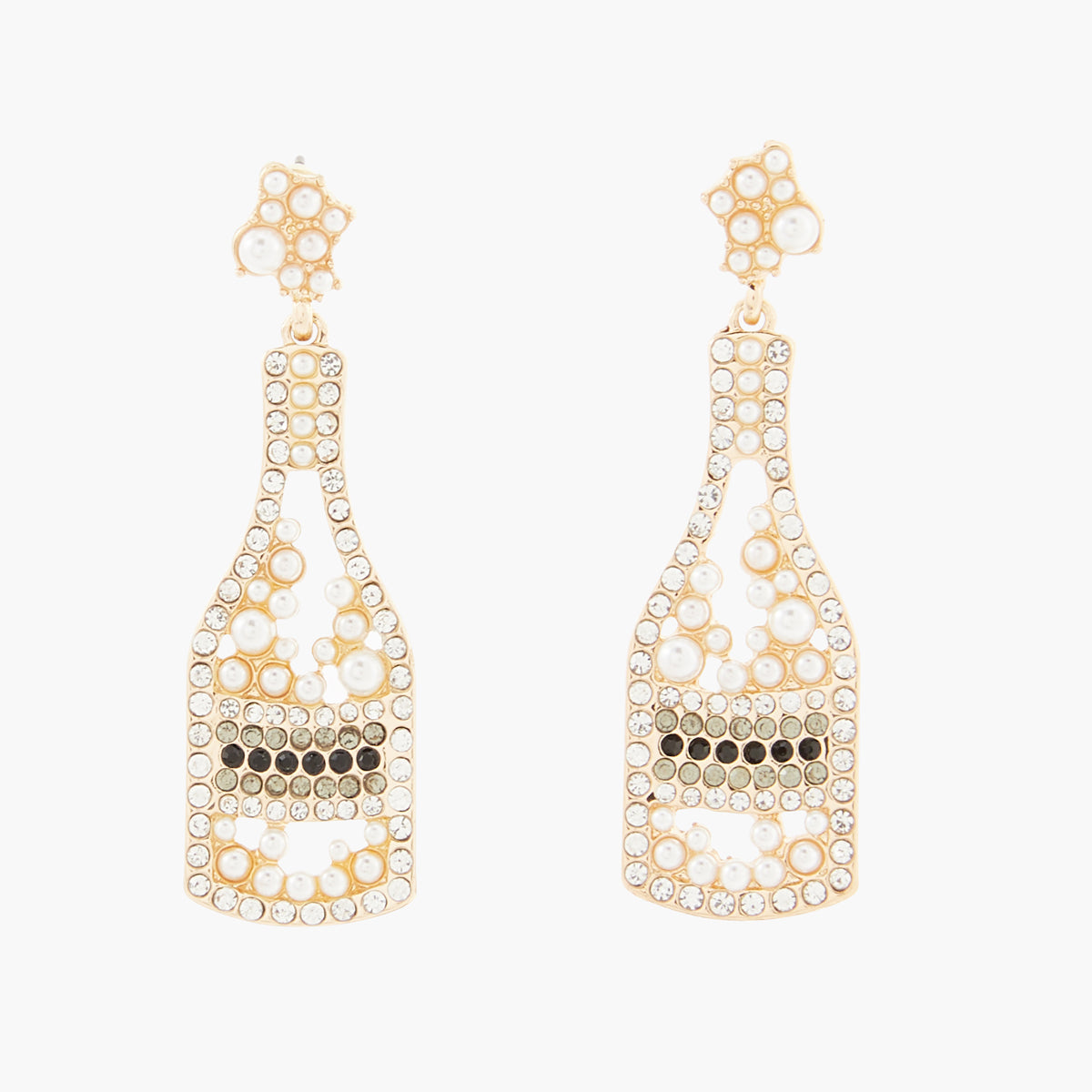 Boucles d'oreilles Noël bouteilles champagne
