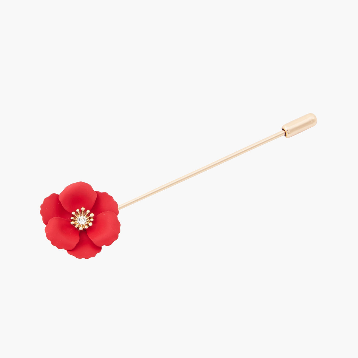 Broche épingle à fleur rouge