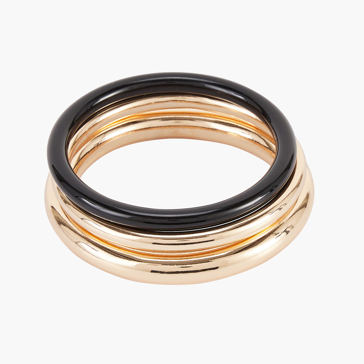 Set de 3 joncs résine noire et métal doré