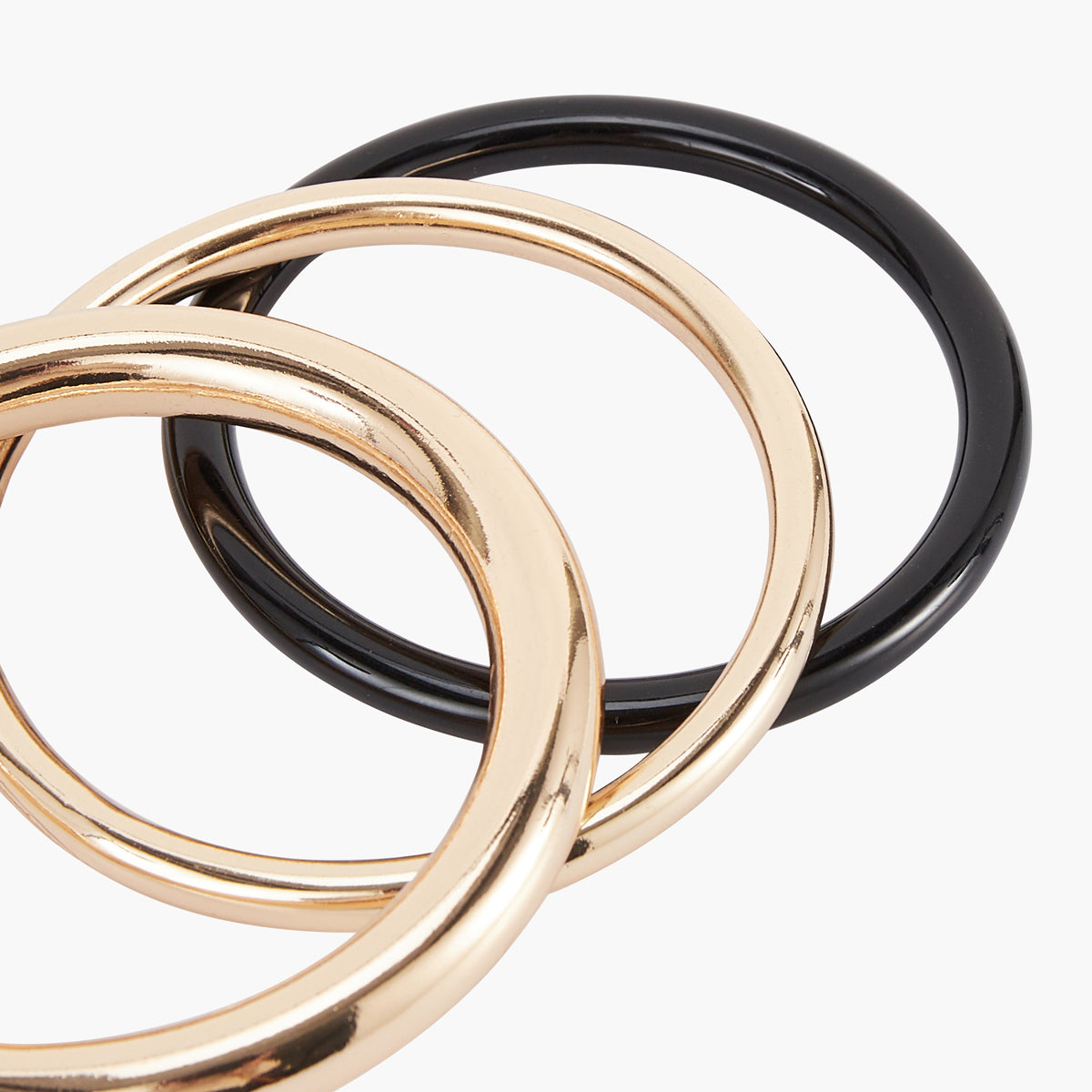 Set de 3 joncs résine noire et métal doré