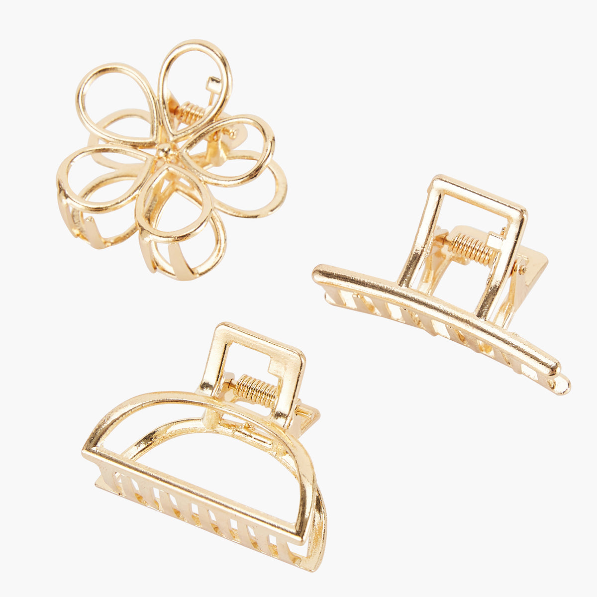 Set de 3 mini pinces cheveux dorées