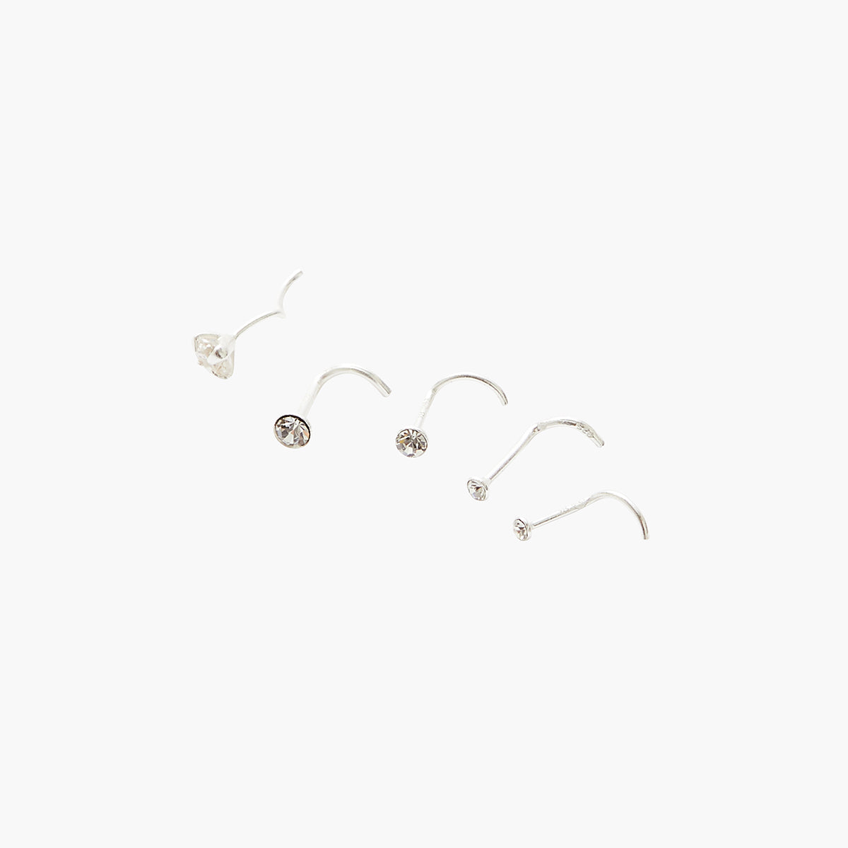 Set de 5 piercings nez strass de zircon et argent garanti 925