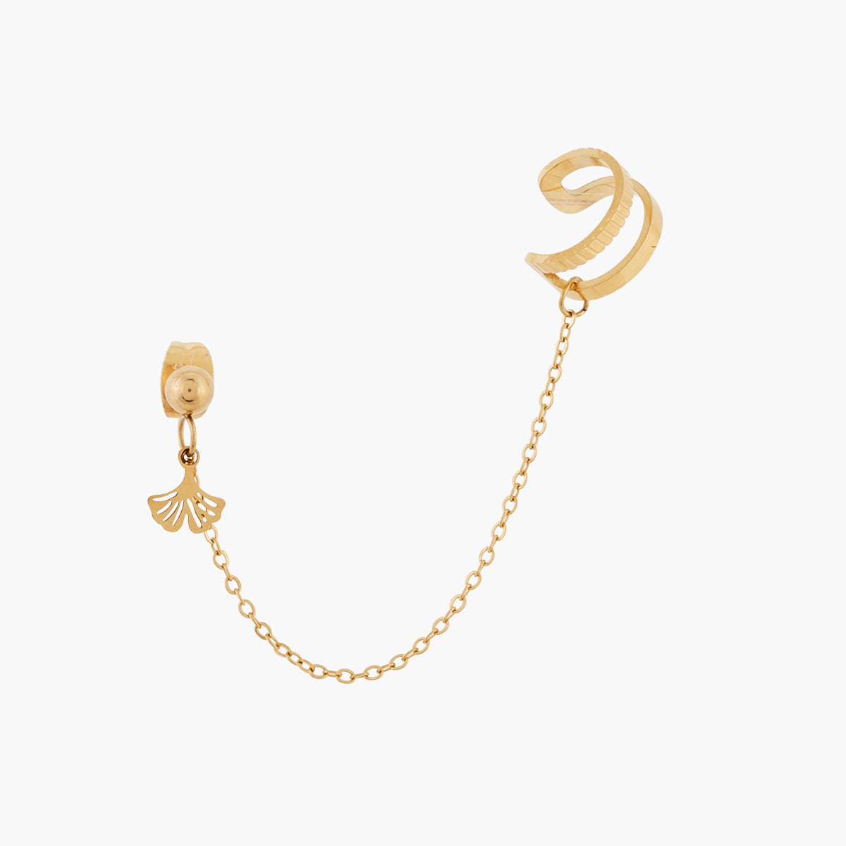 Bijou d'oreille puce et ear cuf avec chaine acier inoxydable