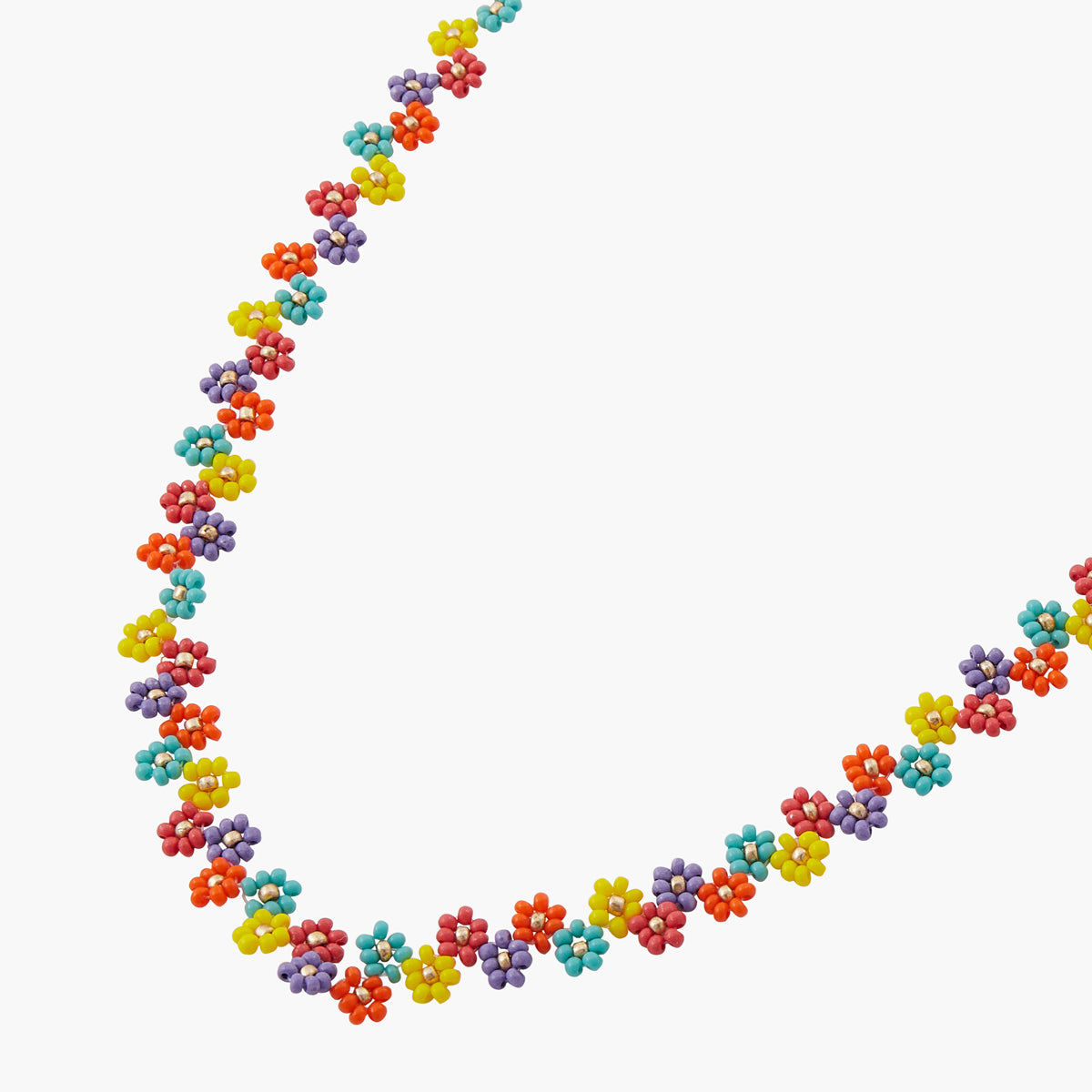 Collier fleurs en perles de rocaille multicolore