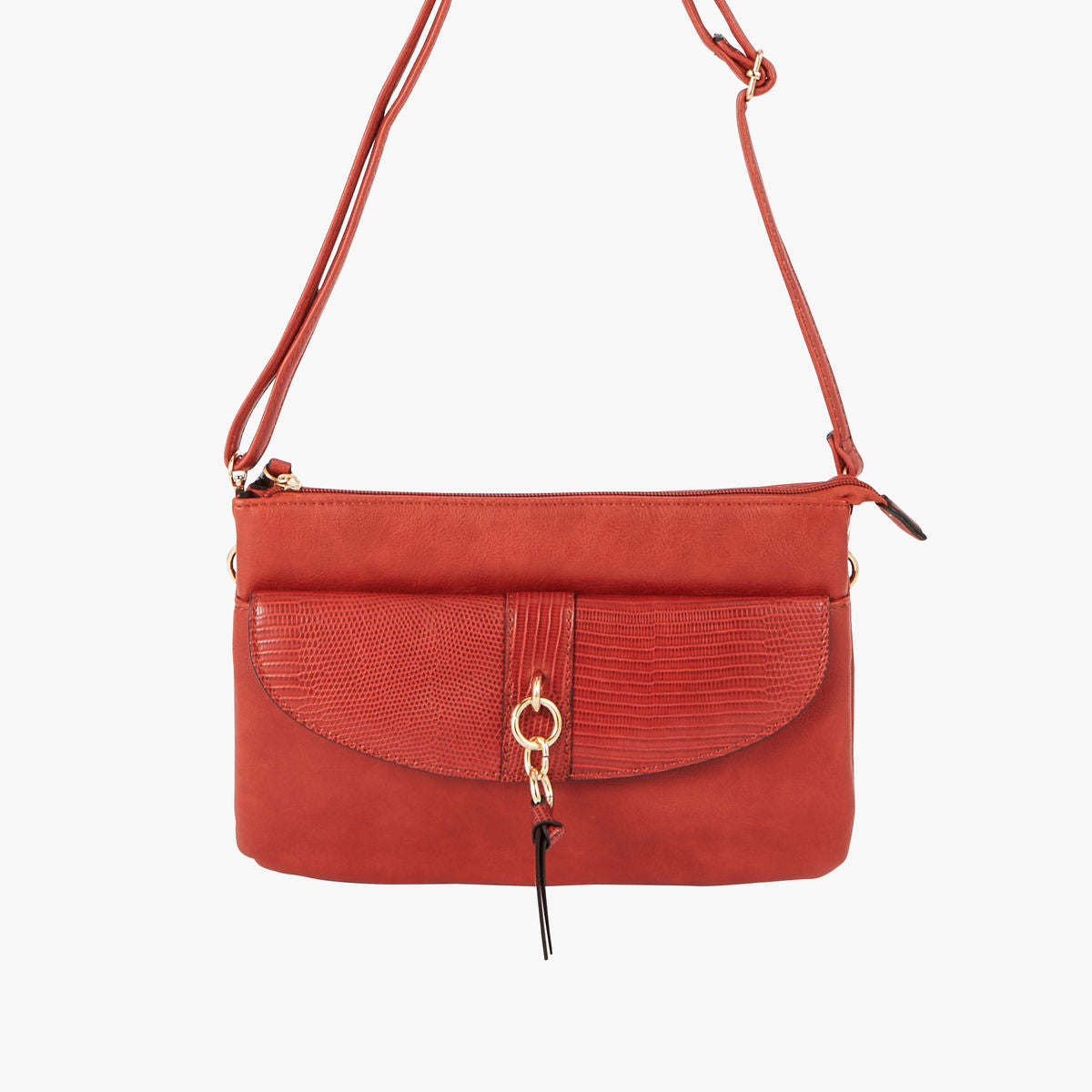 Pochette brique multipoches effet lezard