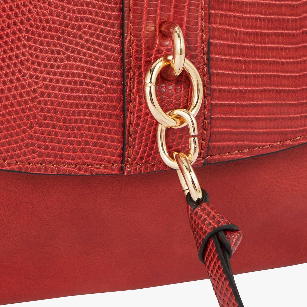 Pochette brique multipoches effet lezard