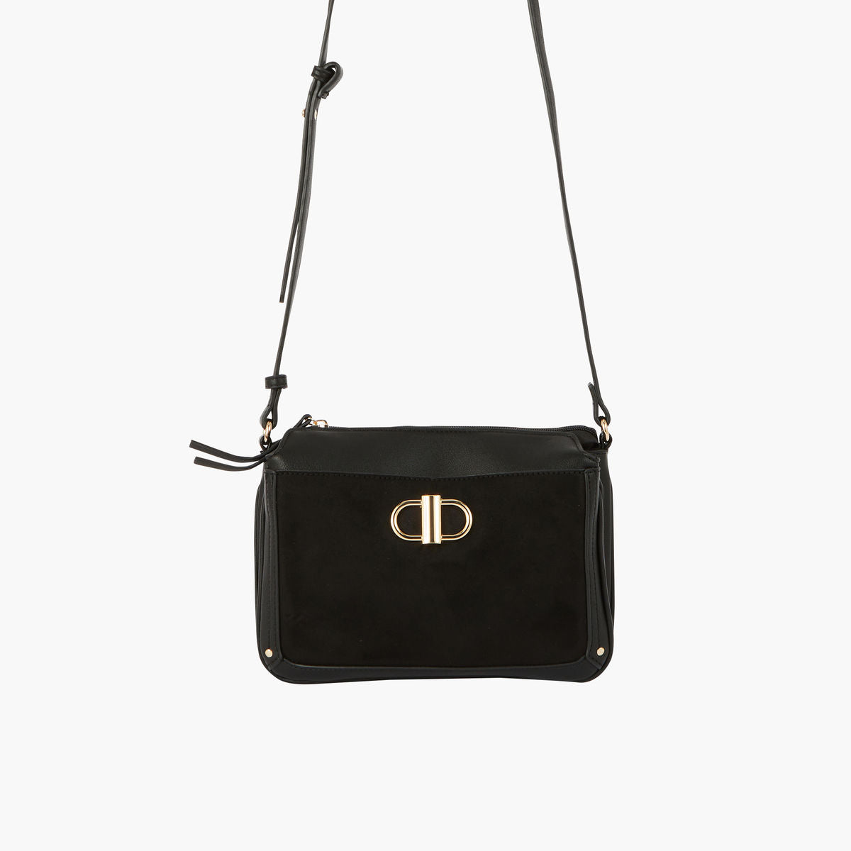 Sac noir bi-matière effet suede