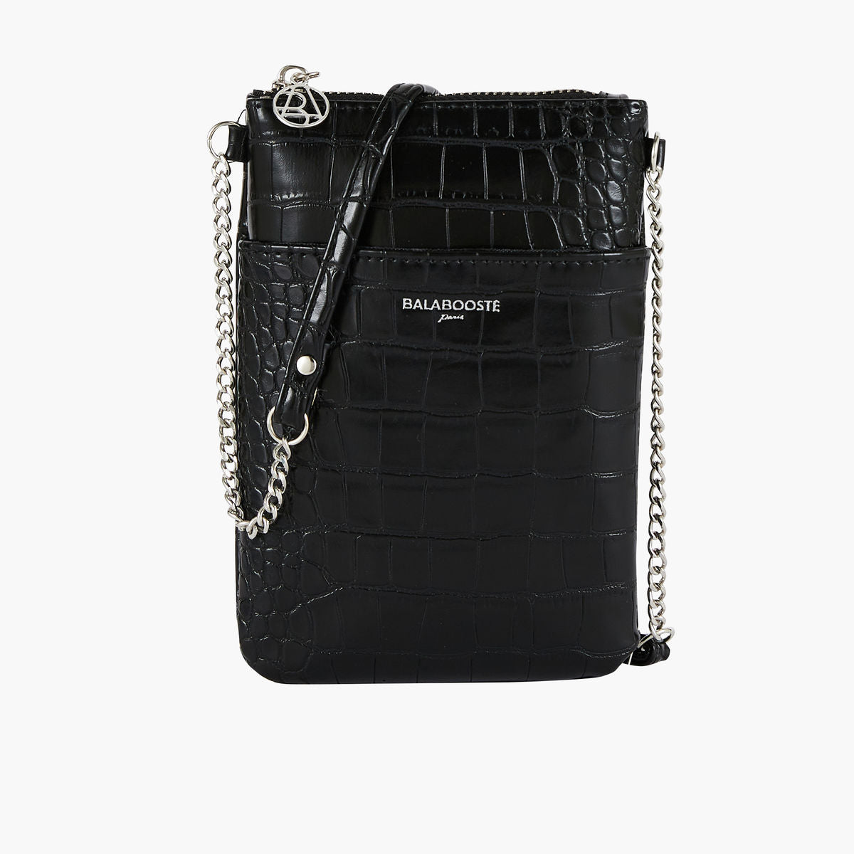 Pochette de télephone noire effet croco