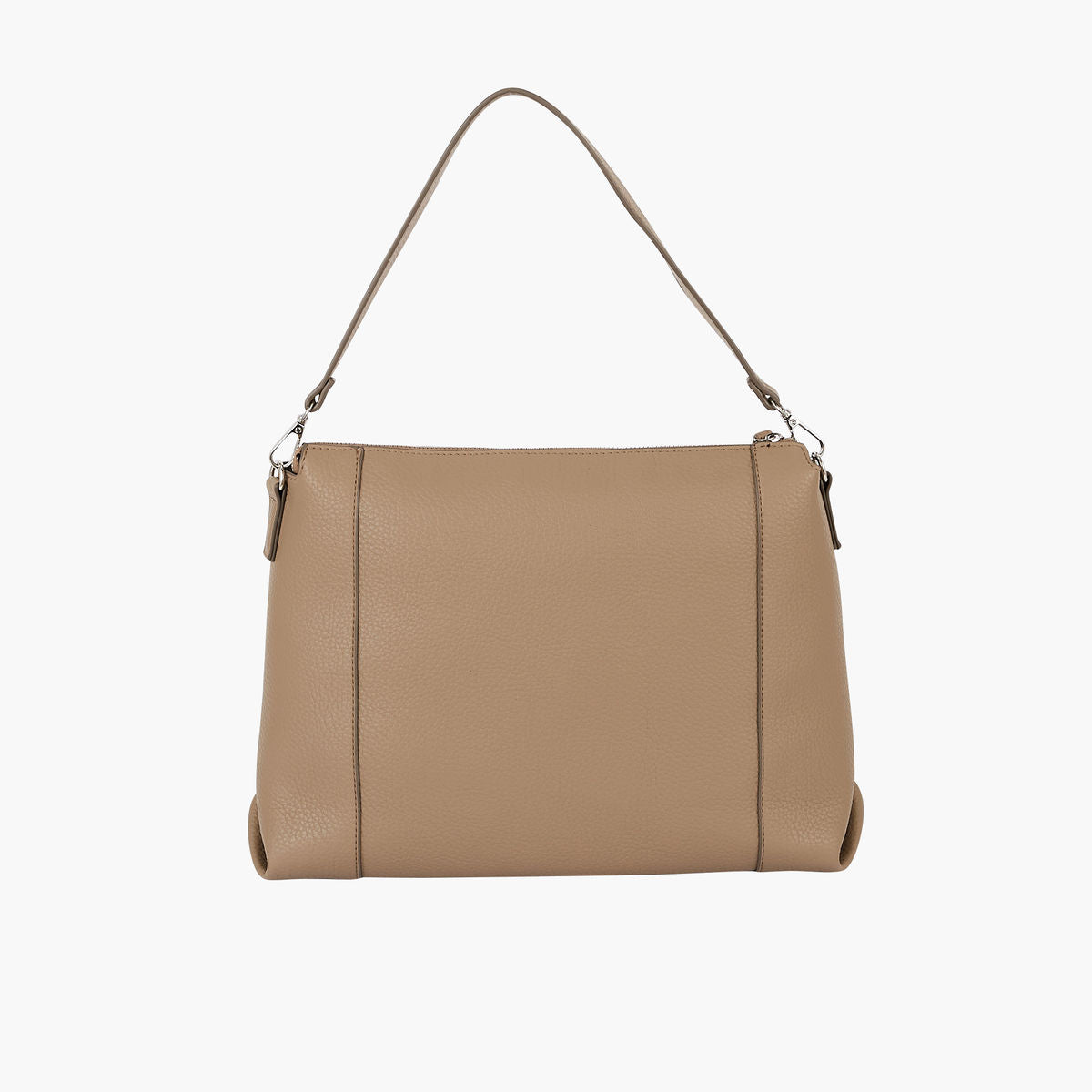 Sac hobo bandoulière taupe double zip jacquard