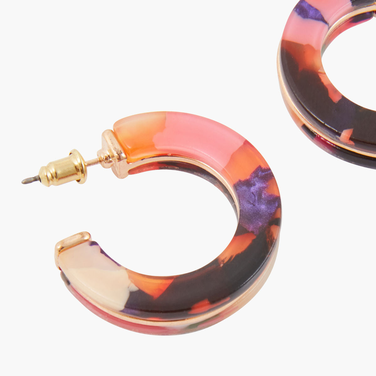 Créoles en résine multicolore