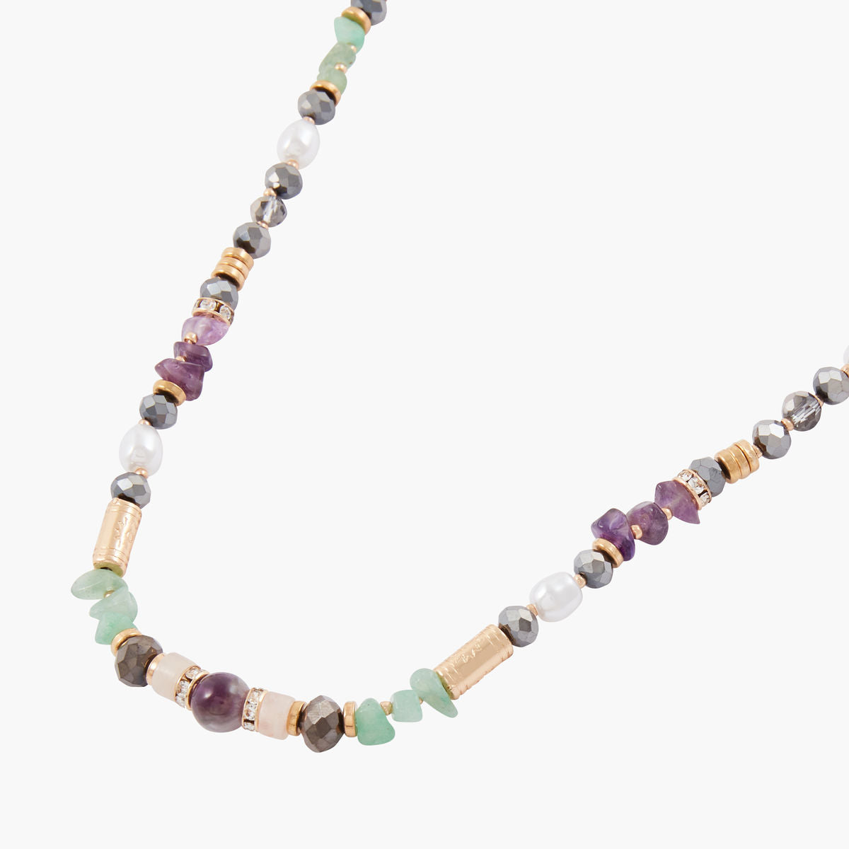 Collier pierres et perles facettées
