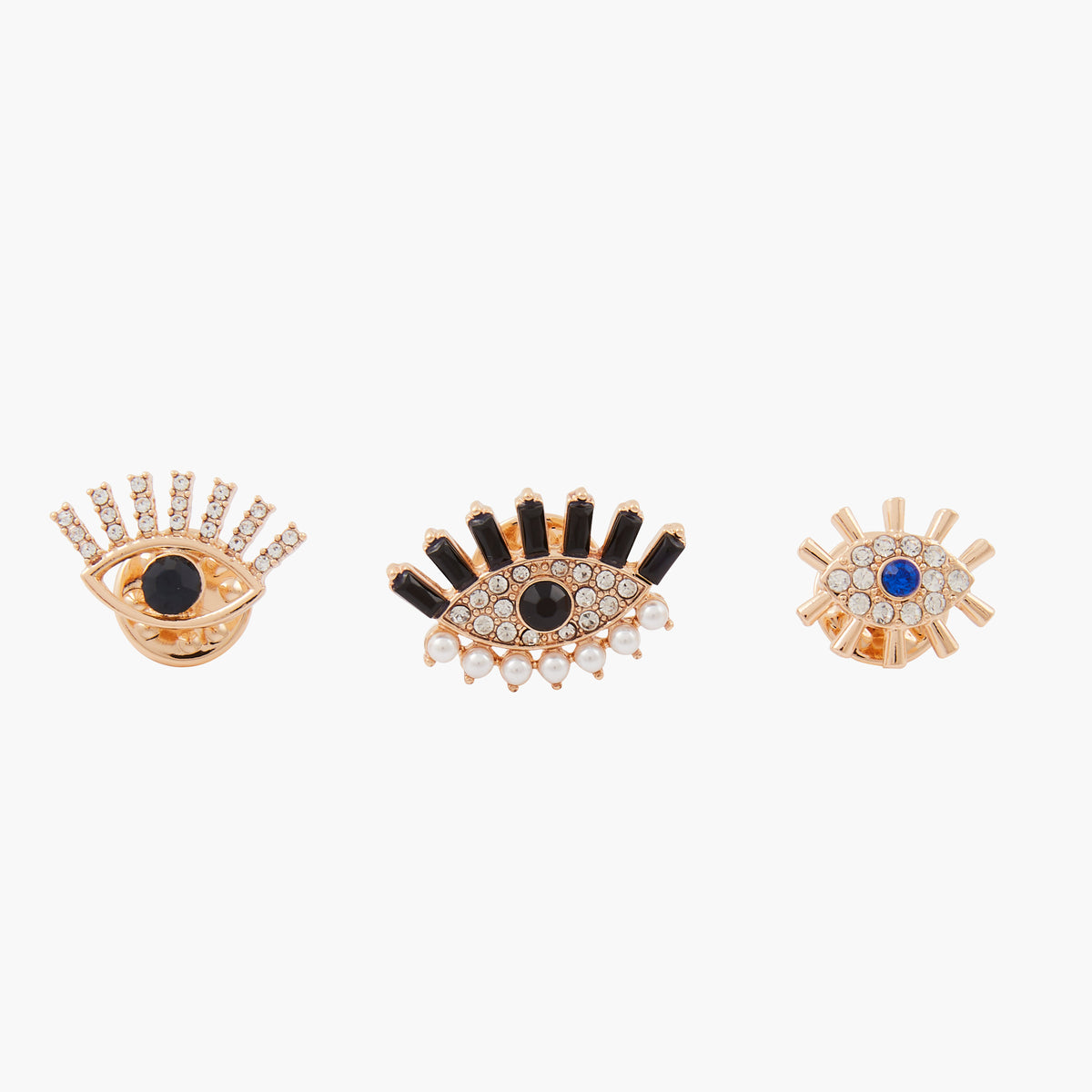 Set de 3 pins oeils avec strass