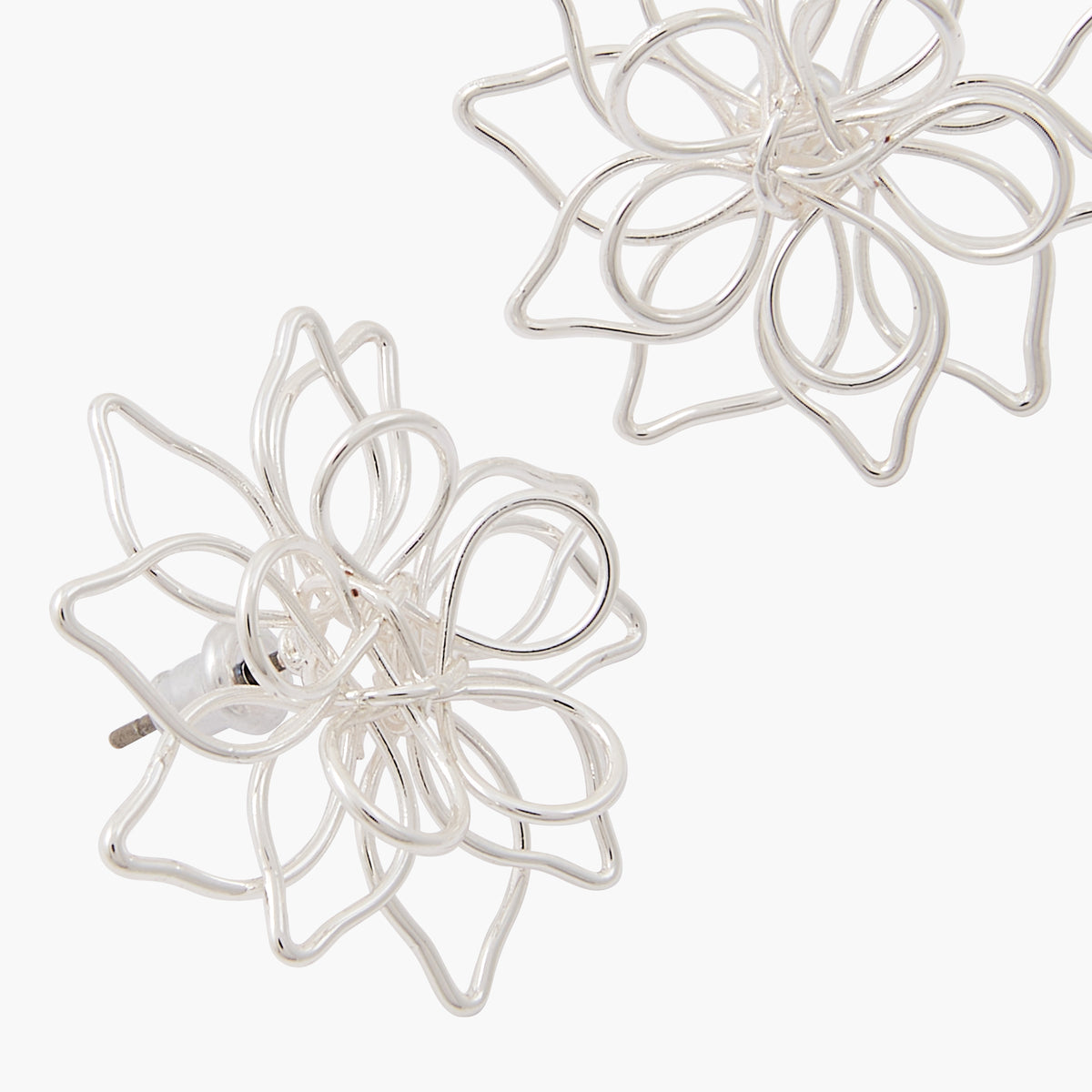 Boucles d'oreilles fleurs filaires argentées