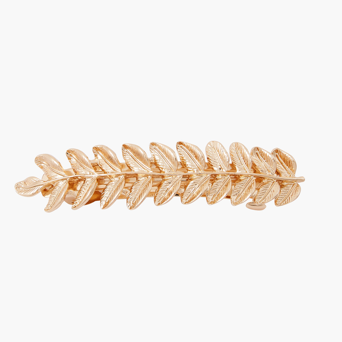 Barrette feuille doré
