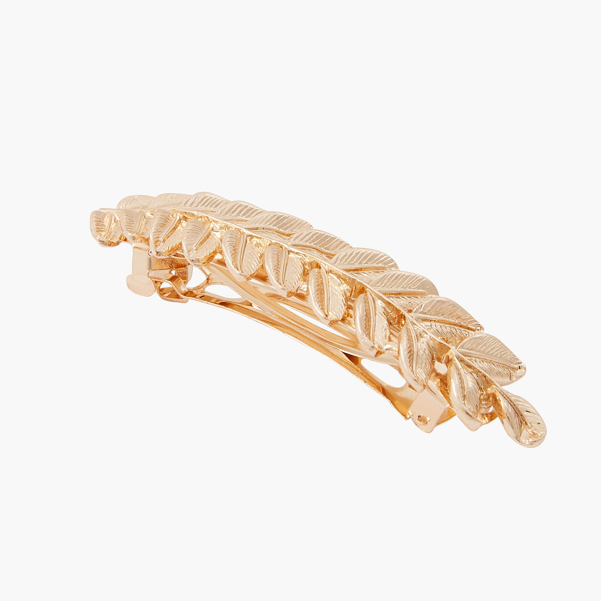 Barrette feuille doré