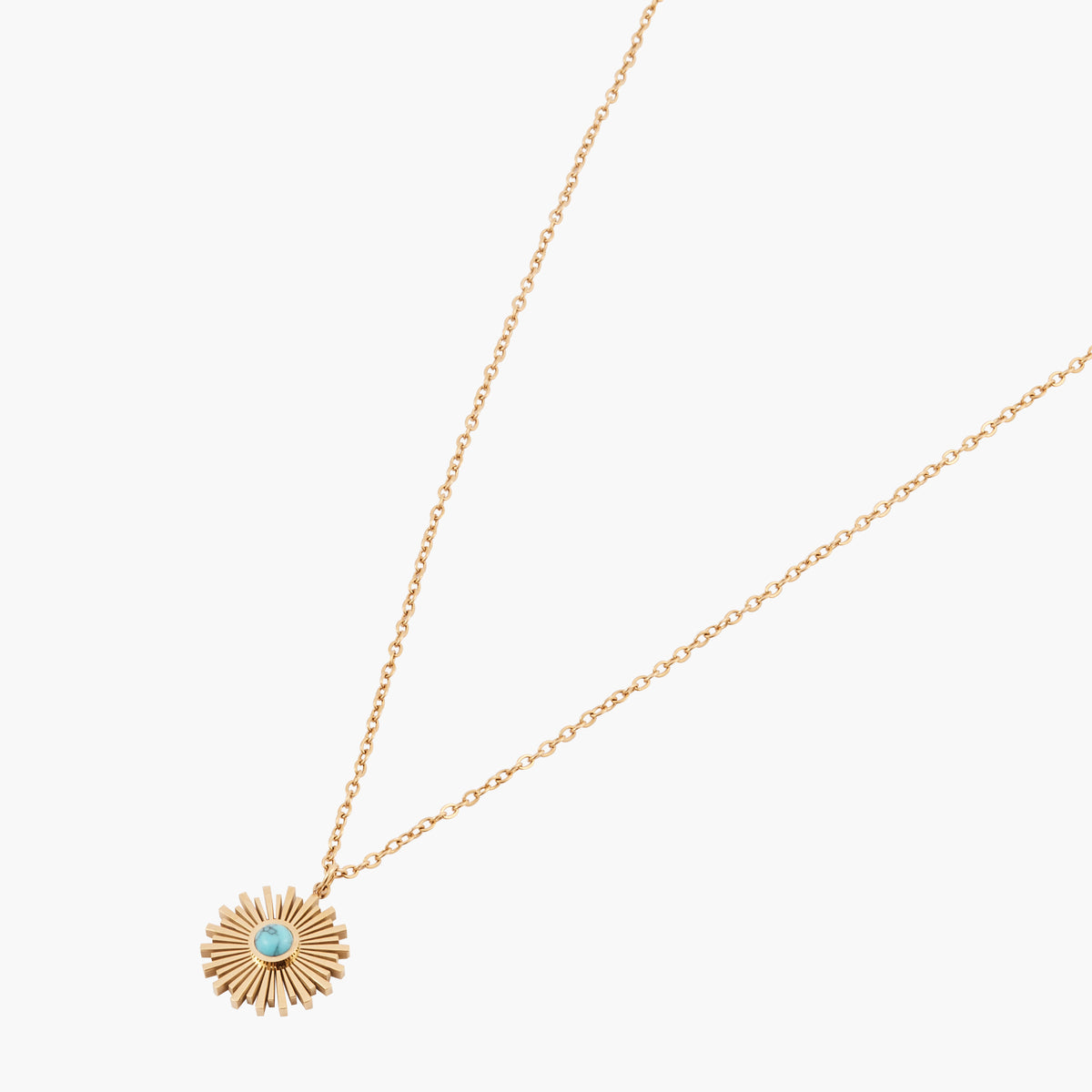 Collier pendentif soleil pierre de Tophus acier inoxydable