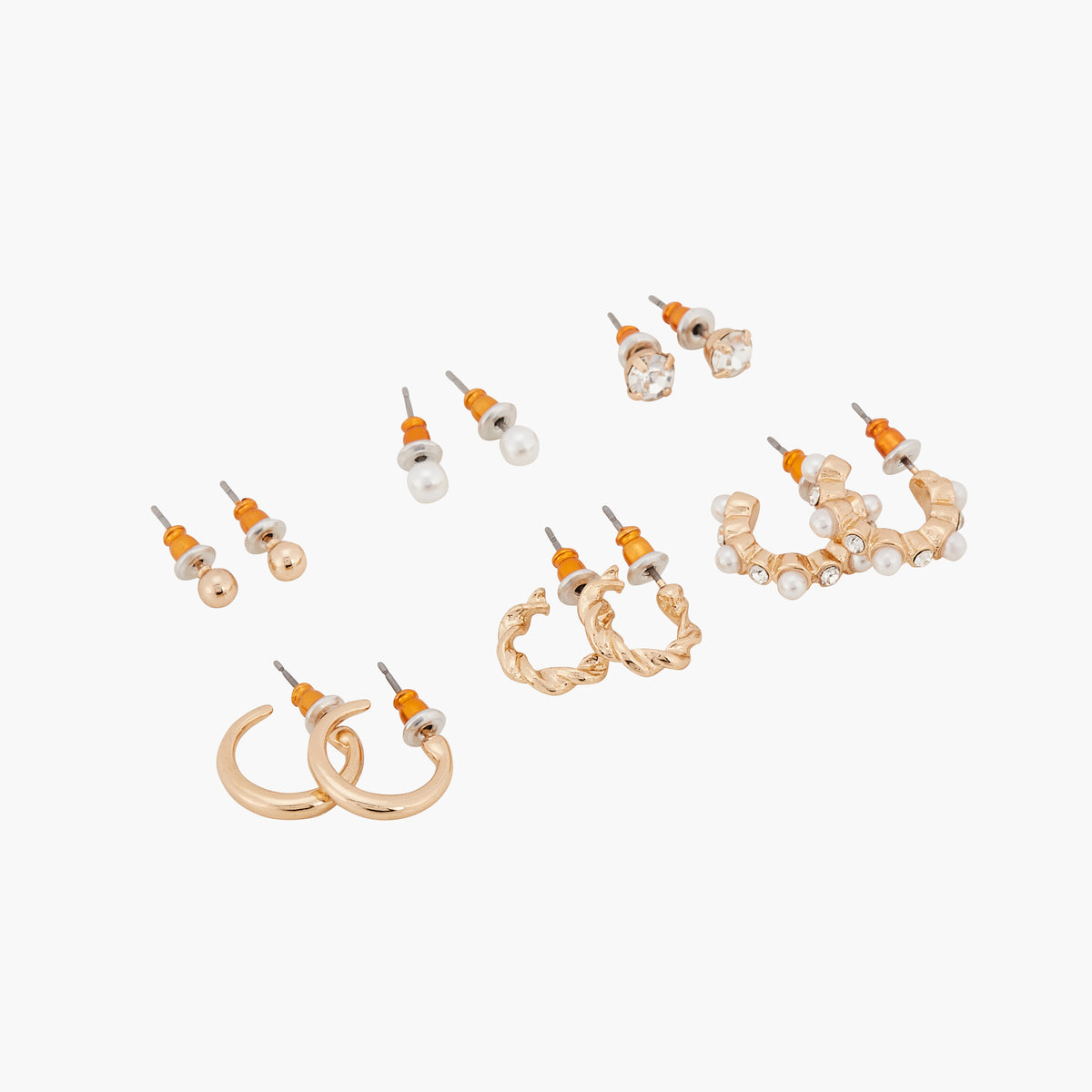 Set de 6 paires de boucles d'oreilles puces et créoles