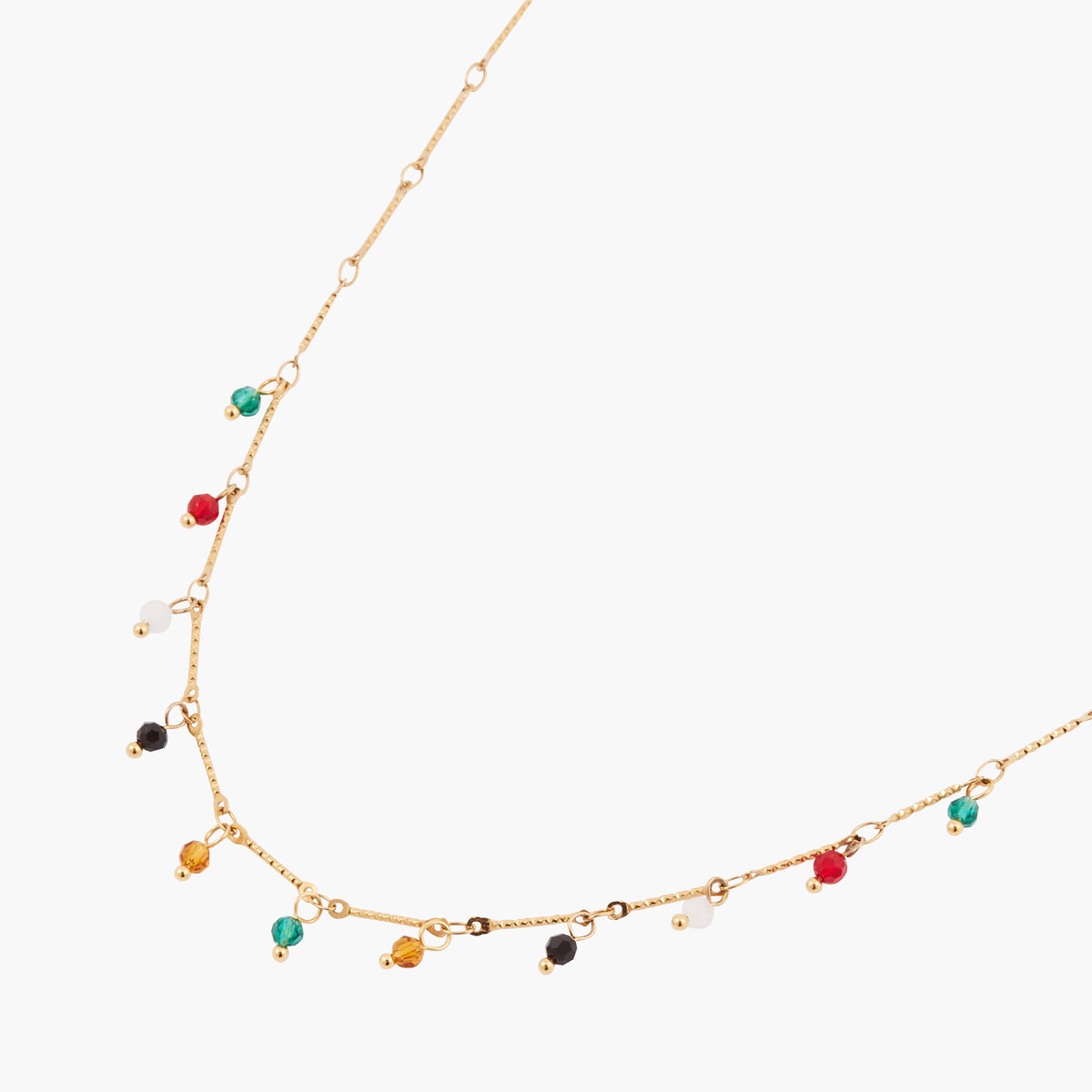 Collier acier inoxydable avec pierres facettées multicolores