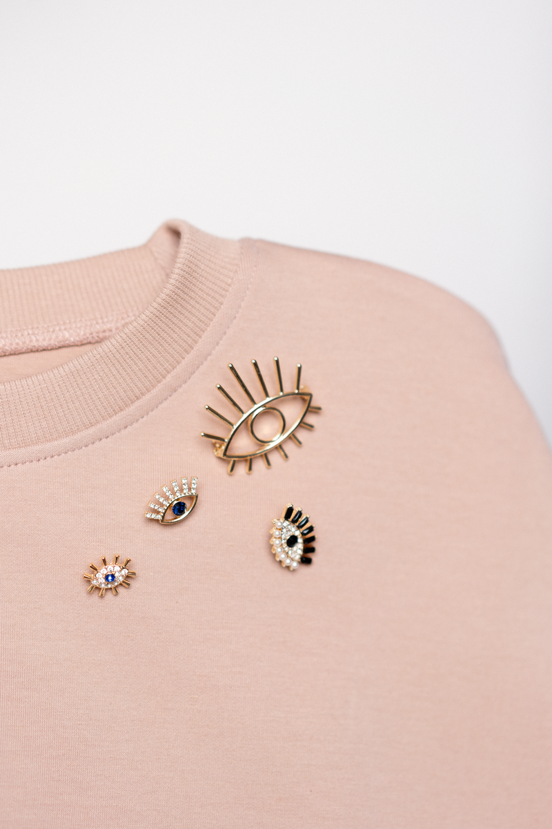 Set de 3 pins oeils avec strass